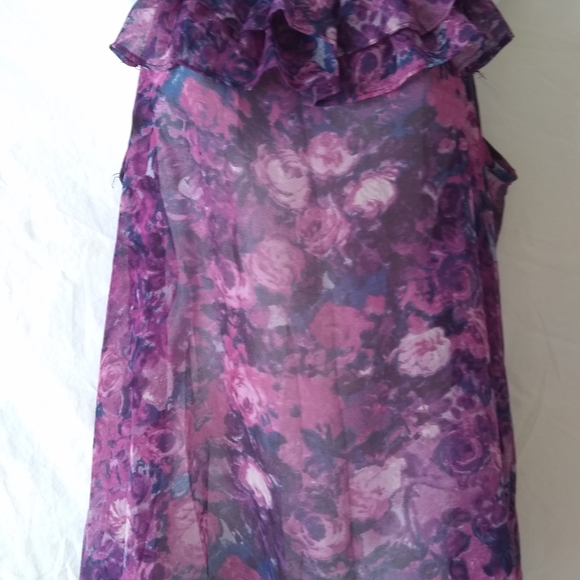 Purple roses sheer tank blouse - Picture 7 of 10